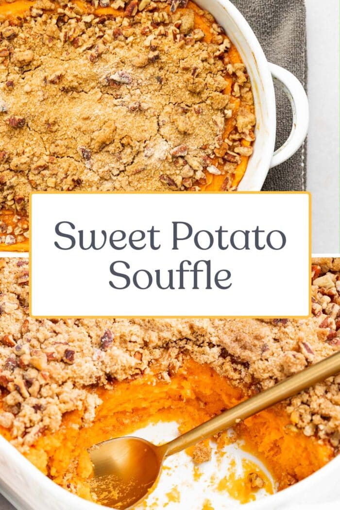 Pin graphic for sweet potato souffle