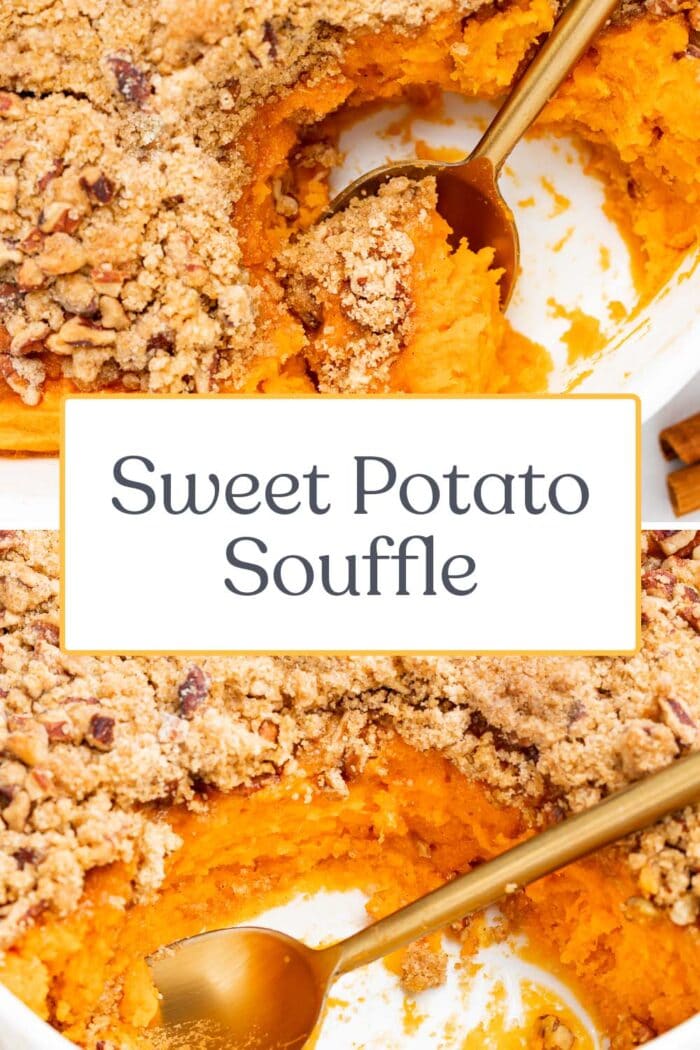 Pin graphic for sweet potato souffle