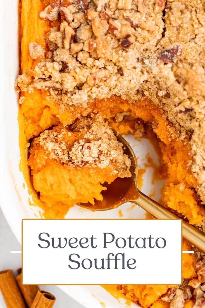 Pin graphic for sweet potato souffle