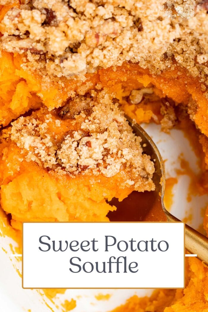 Pin graphic for sweet potato souffle