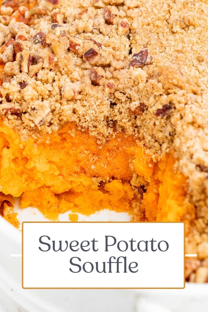 Pin graphic for sweet potato souffle