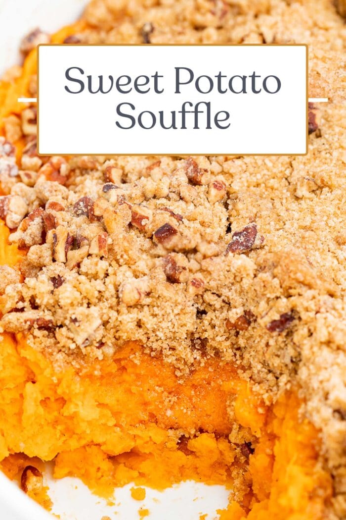 Pin graphic for sweet potato souffle