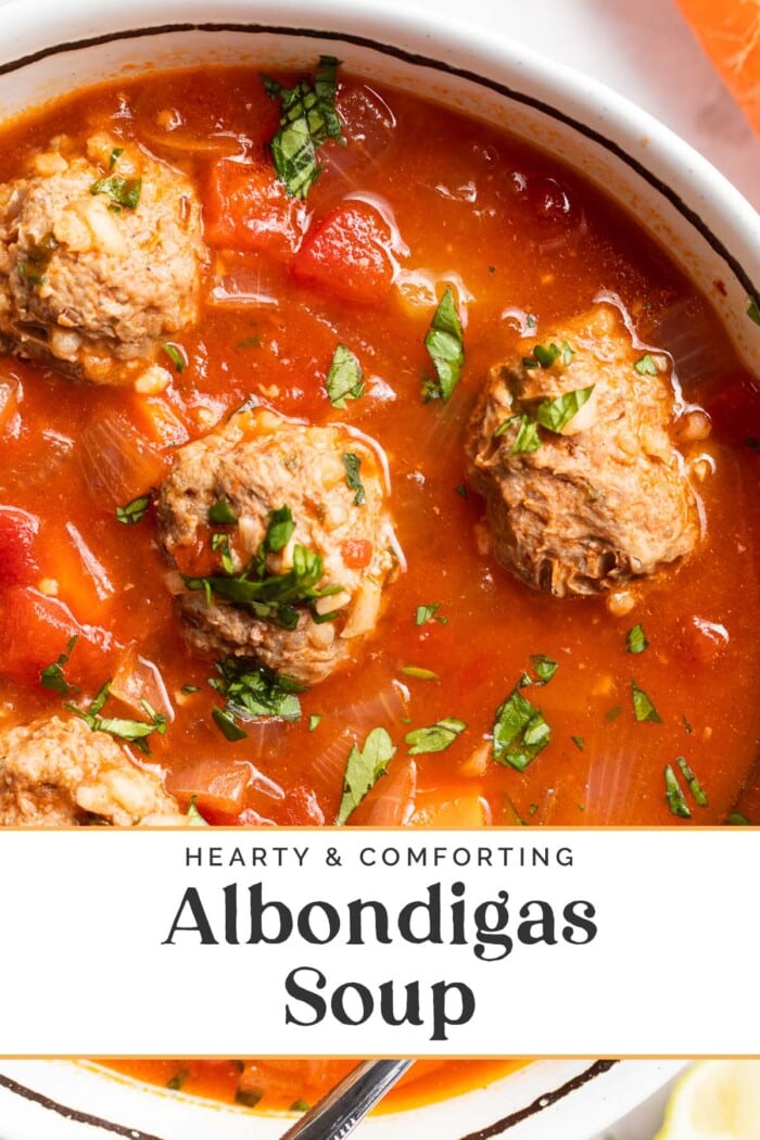 Pin graphic for albondigas soup