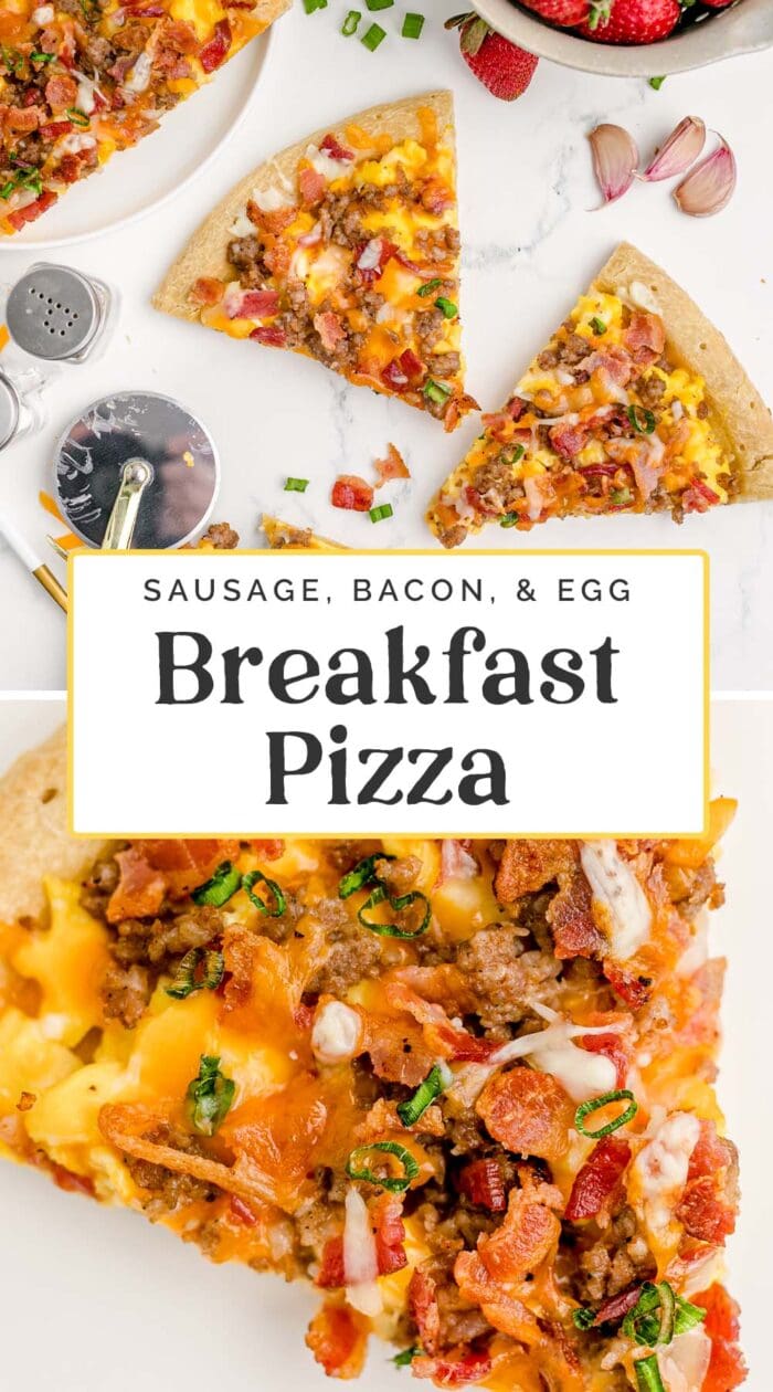 Pin graphic for breakfast pizza