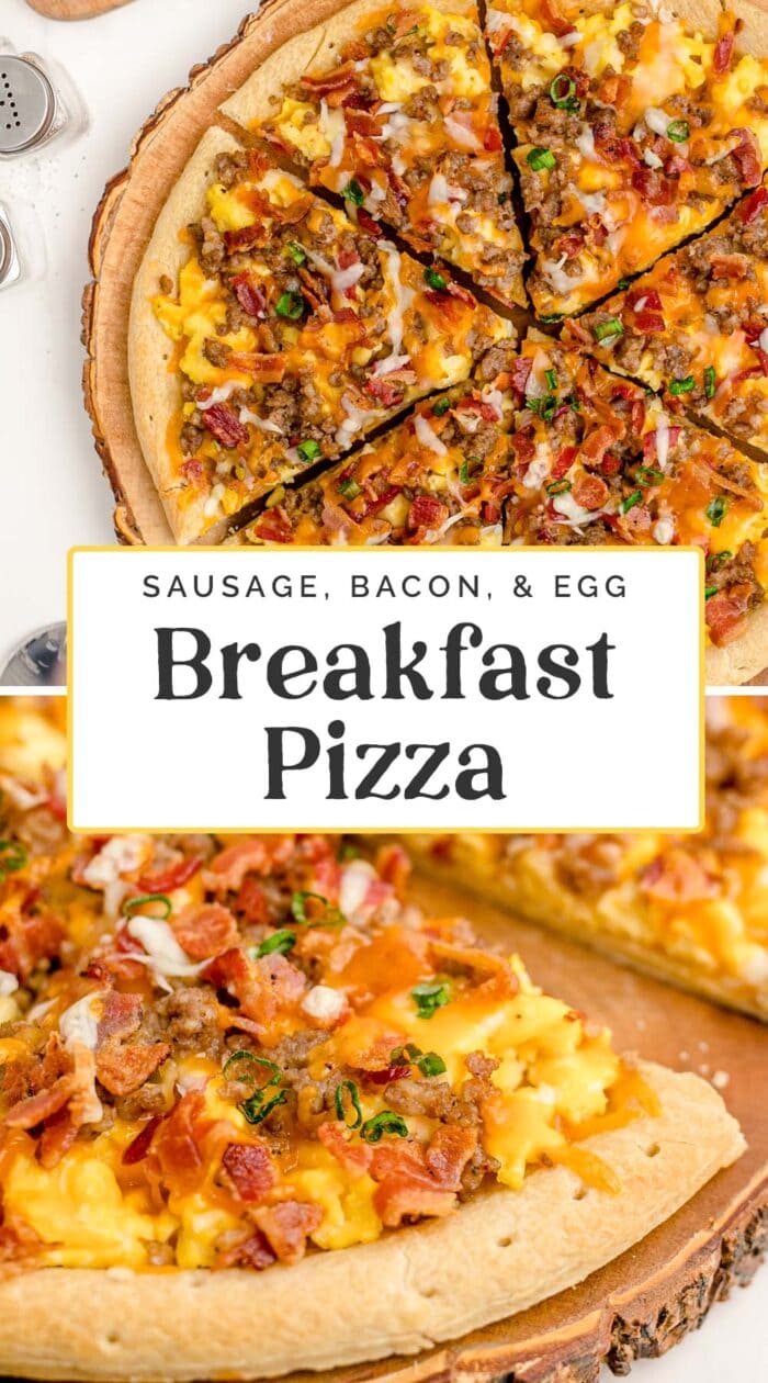 Pin graphic for breakfast pizza