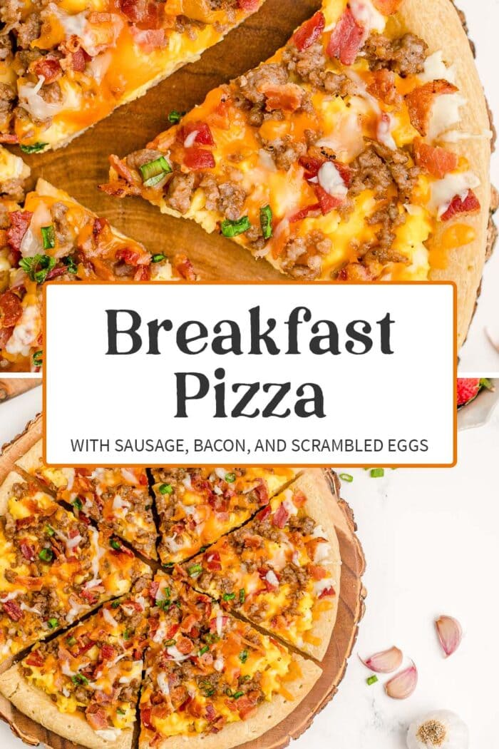 Pin graphic for breakfast pizza