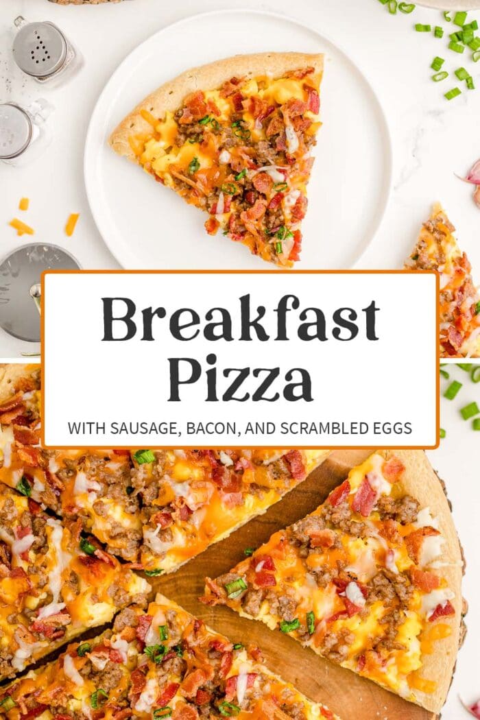 Pin graphic for breakfast pizza