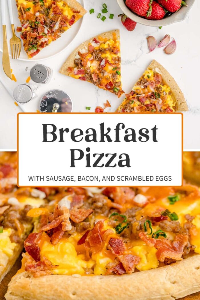 Pin graphic for breakfast pizza