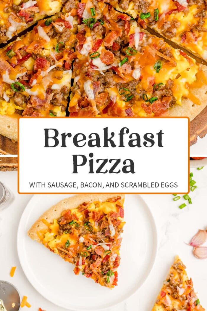 Pin graphic for breakfast pizza