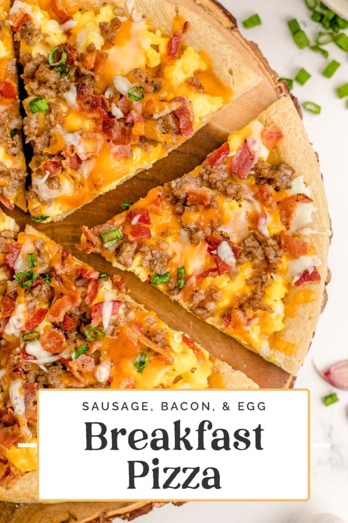 Pin graphic for breakfast pizza