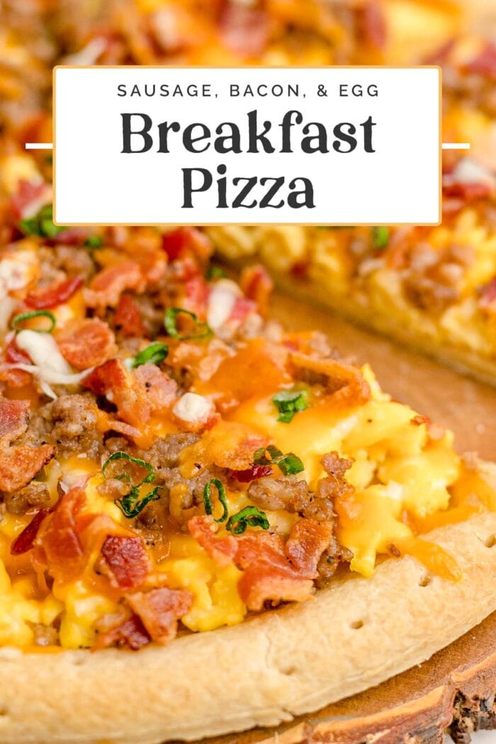 Pin graphic for breakfast pizza