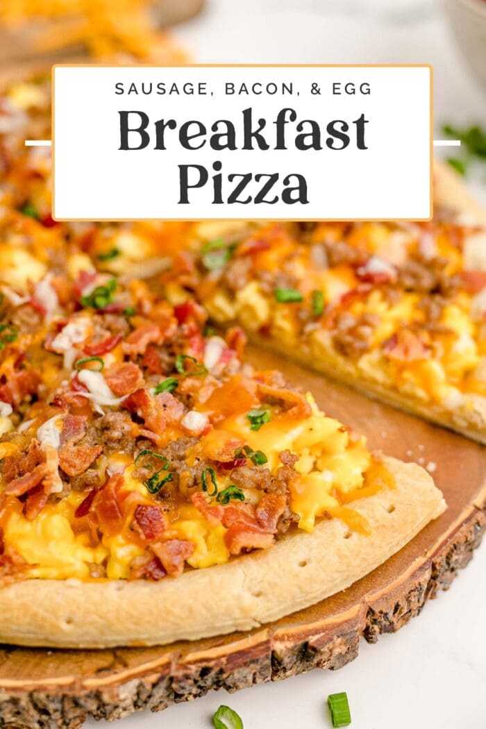 Pin graphic for breakfast pizza