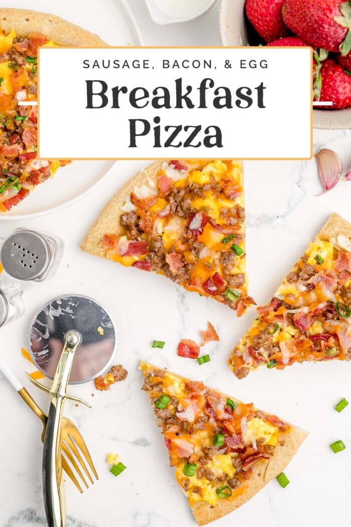 Pin graphic for breakfast pizza