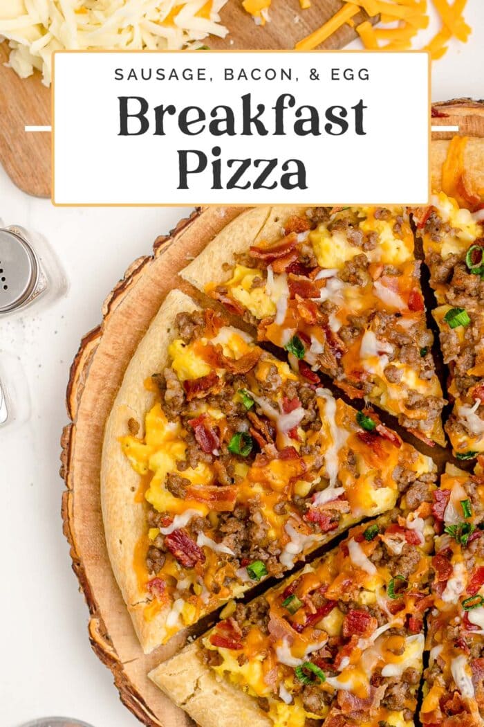 Pin graphic for breakfast pizza