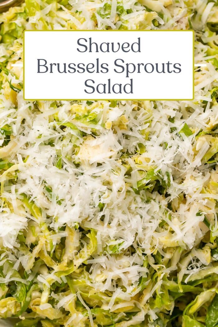 Pin graphic for Brussels sprouts salad