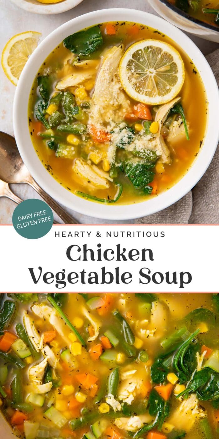 Pin graphic for chicken vegetable soup