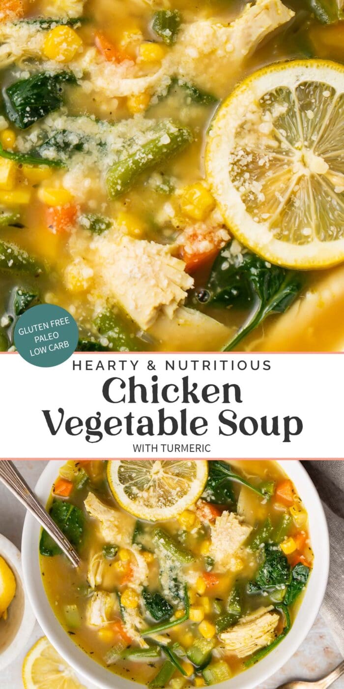 Pin graphic for chicken vegetable soup