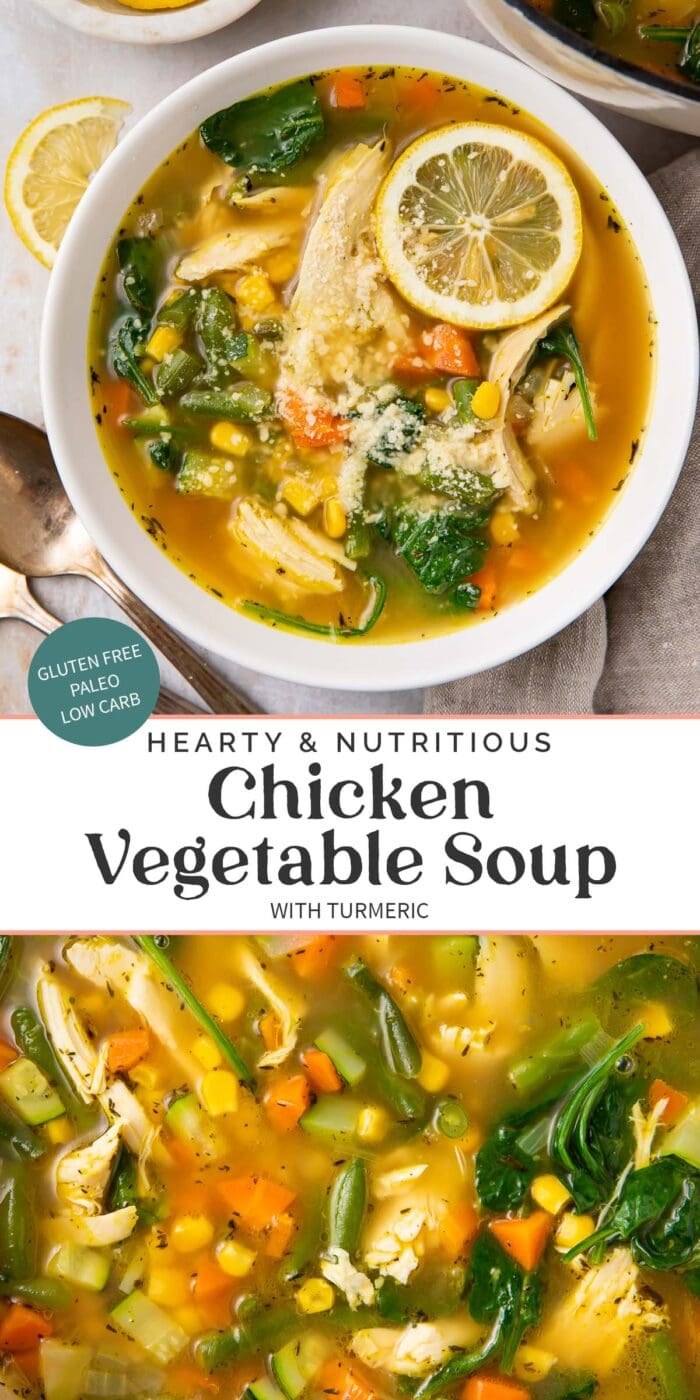 Pin graphic for chicken vegetable soup