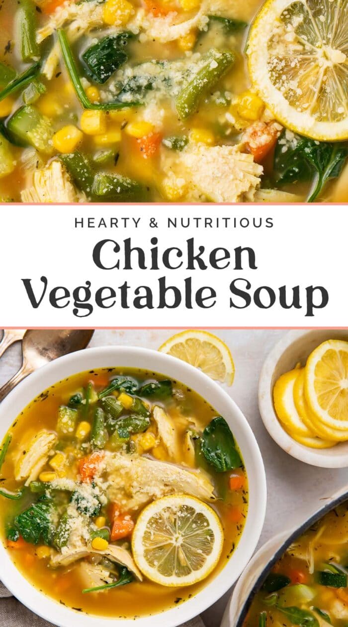 Pin graphic for chicken vegetable soup