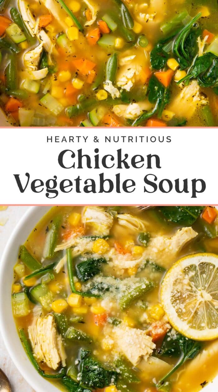 Pin graphic for chicken vegetable soup