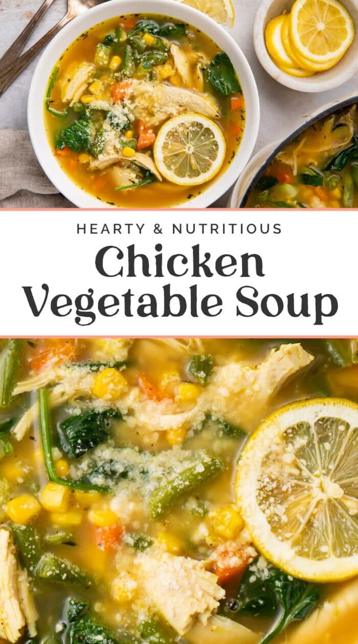 Pin graphic for chicken vegetable soup