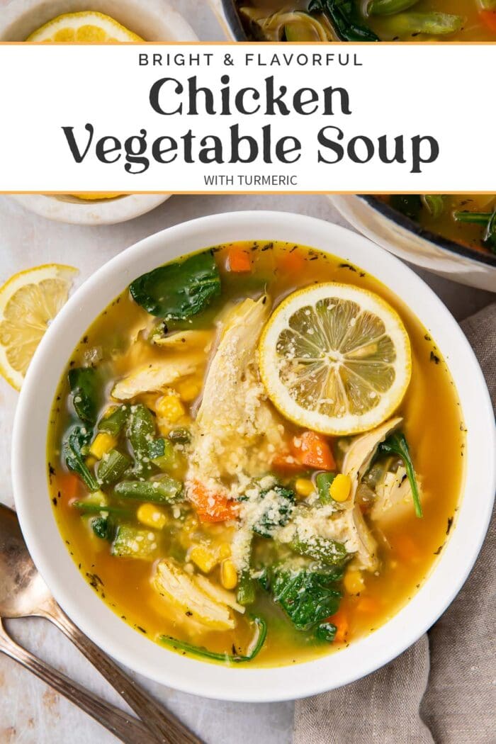 Pin graphic for chicken vegetable soup