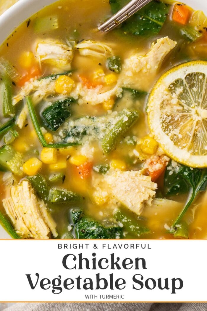 Pin graphic for chicken vegetable soup