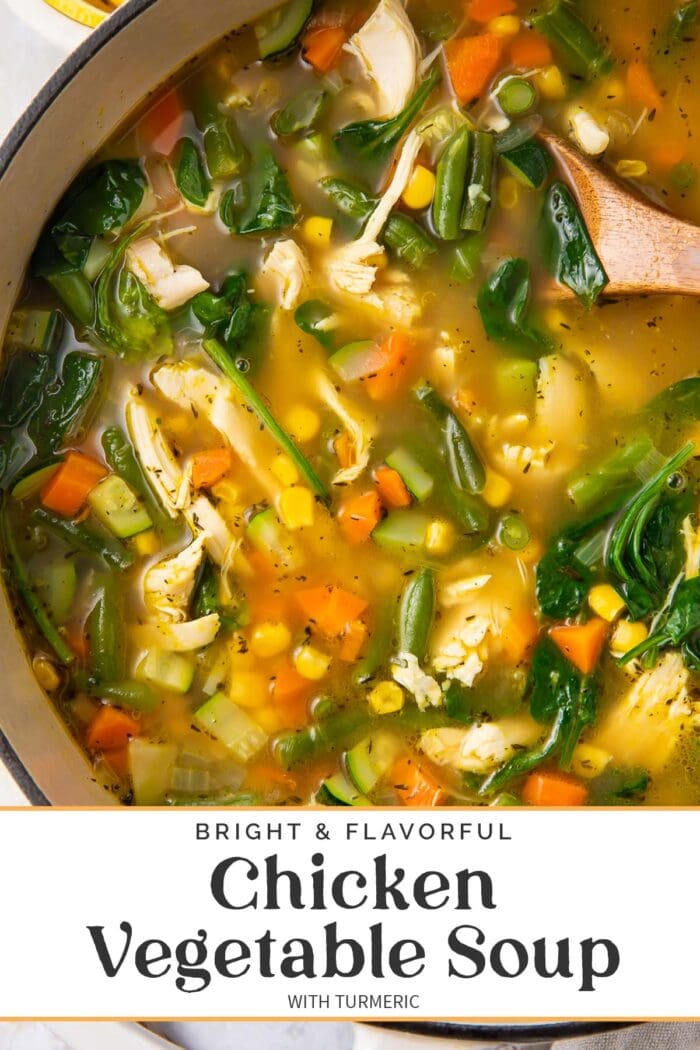 Pin graphic for chicken vegetable soup