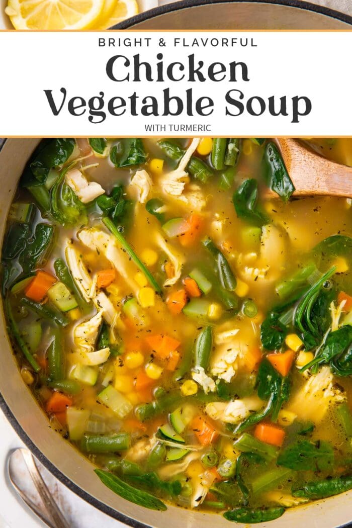 Pin graphic for chicken vegetable soup