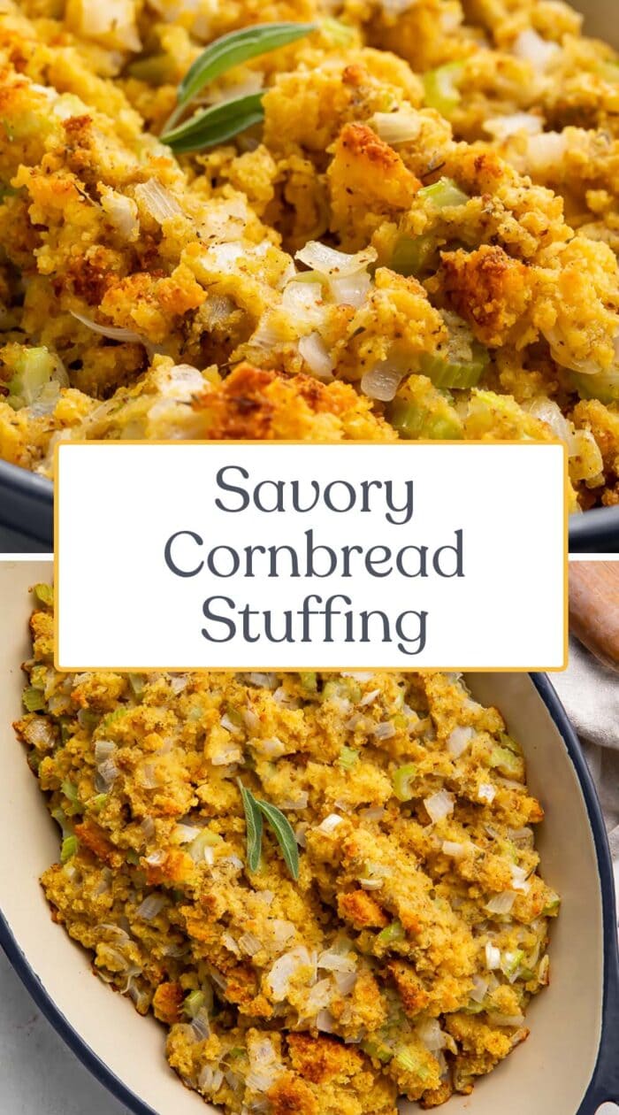 Pin graphic for cornbread stuffing