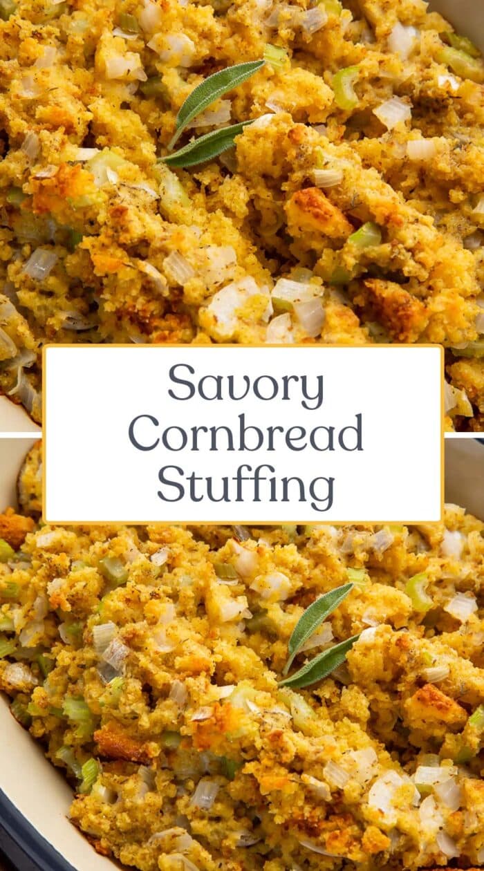 Pin graphic for cornbread stuffing