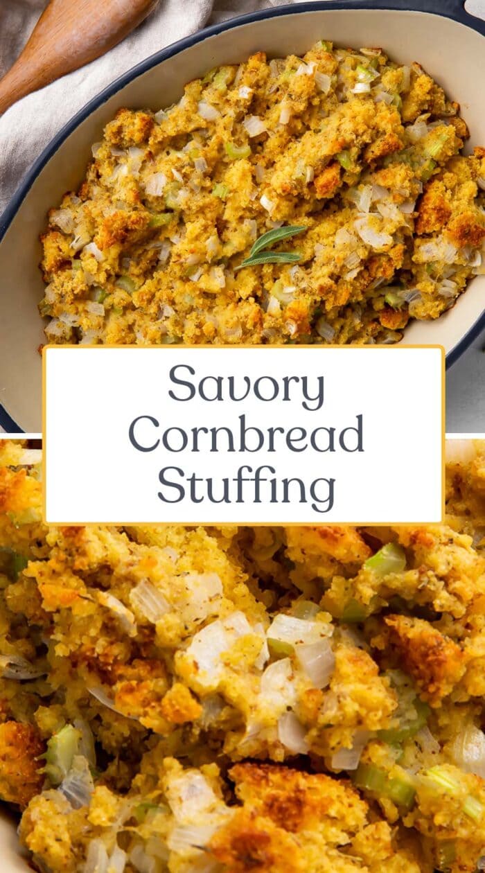 Pin graphic for cornbread stuffing