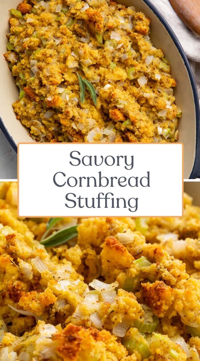 Pin graphic for cornbread stuffing