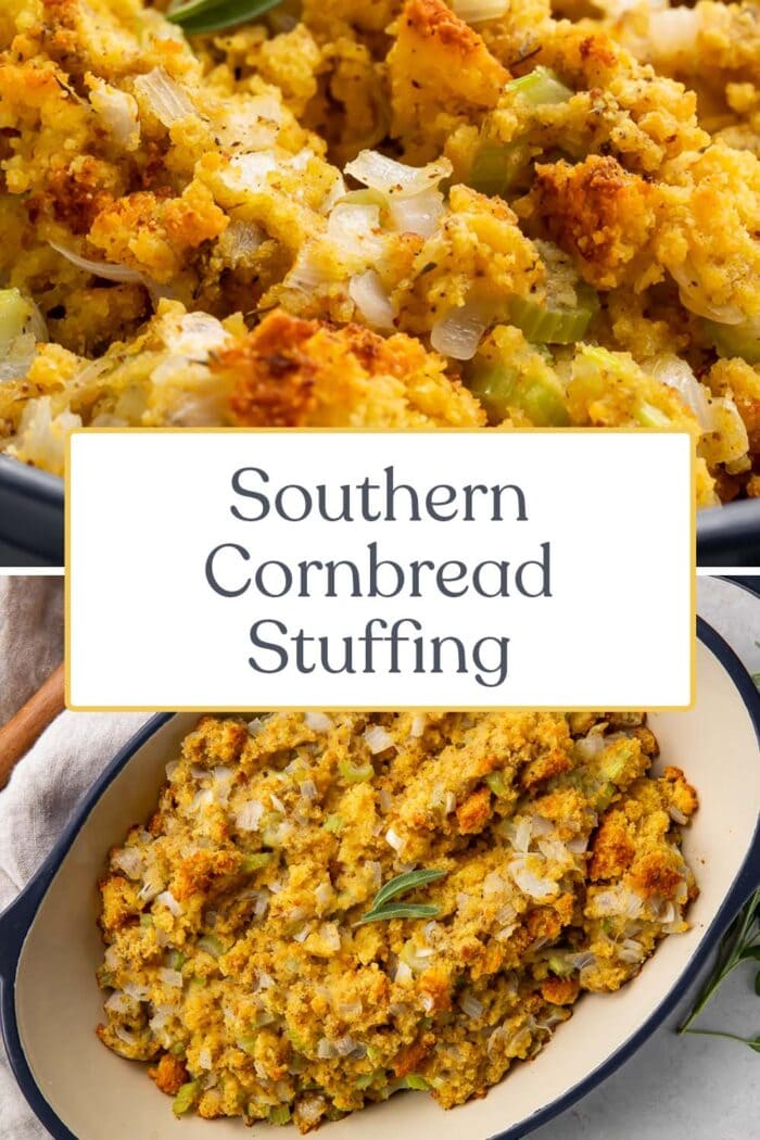 Pin graphic for cornbread stuffing