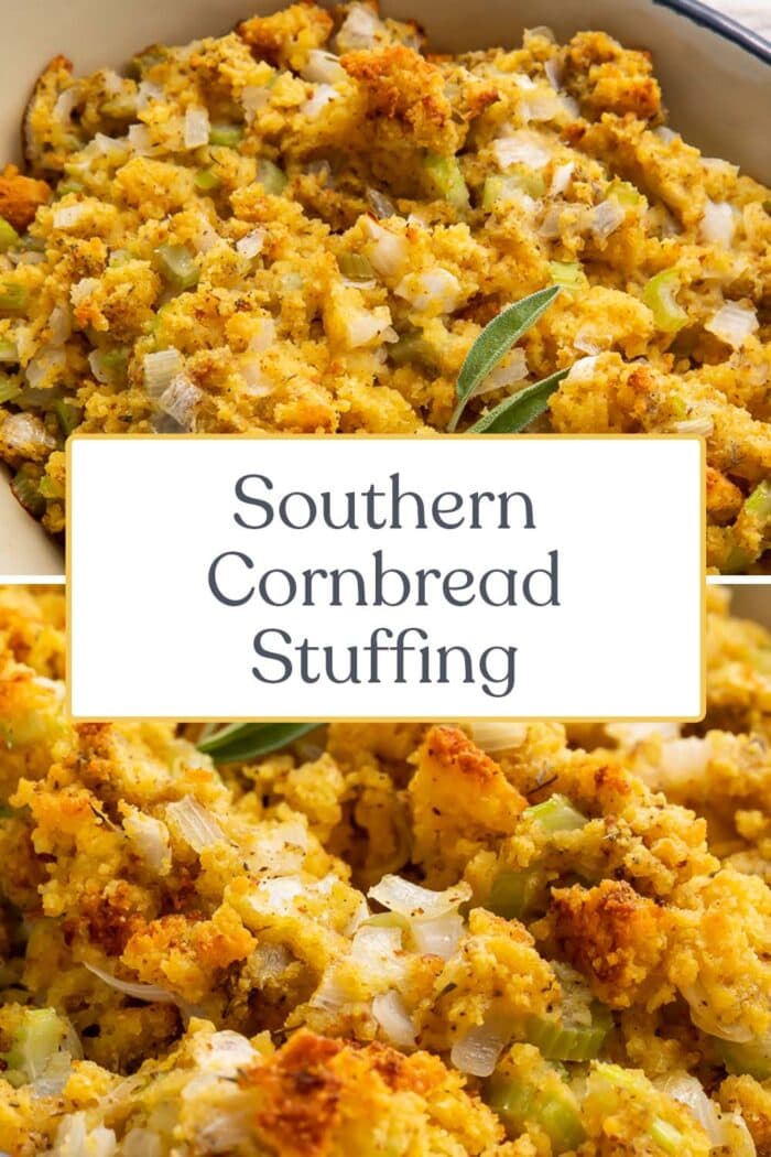 Pin graphic for cornbread stuffing