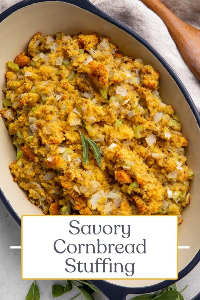 Pin graphic for cornbread stuffing