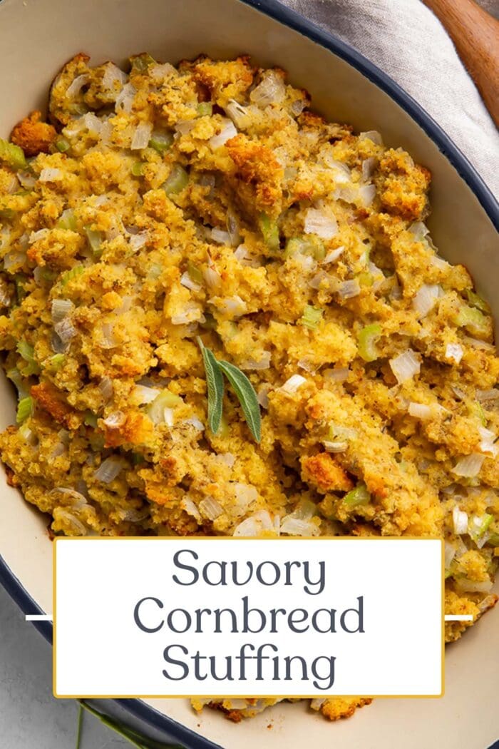 Pin graphic for cornbread stuffing