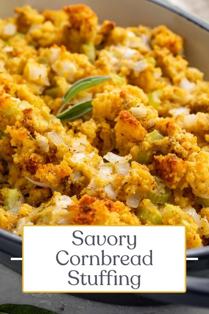 Pin graphic for cornbread stuffing