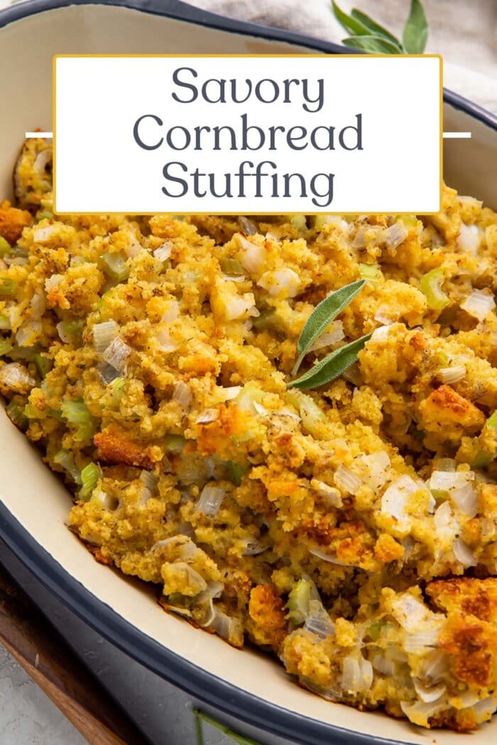 Pin graphic for cornbread stuffing