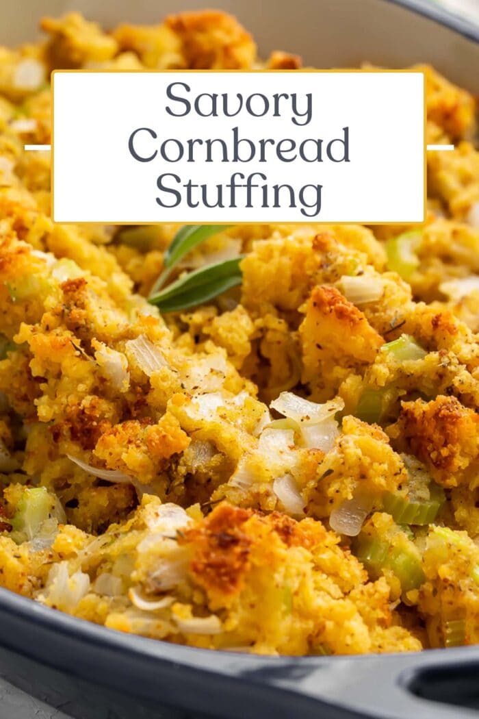 Pin graphic for cornbread stuffing