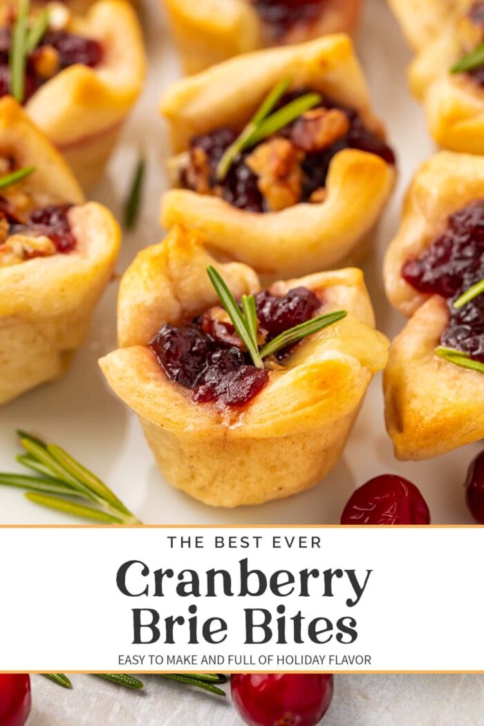 Pin graphic for cranberry brie bites