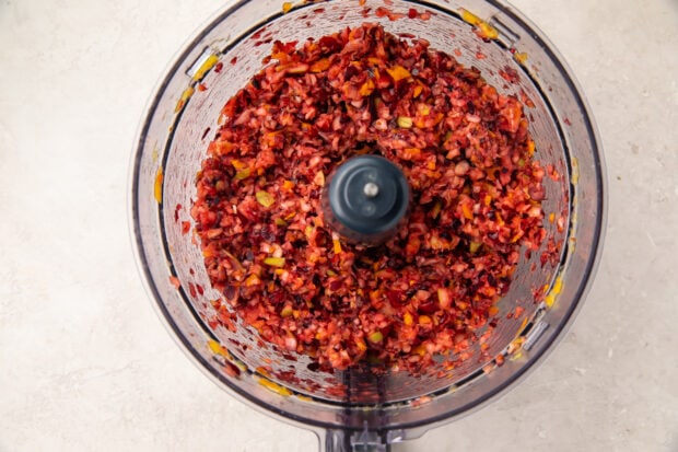 Cranberry relish in food processor bowl