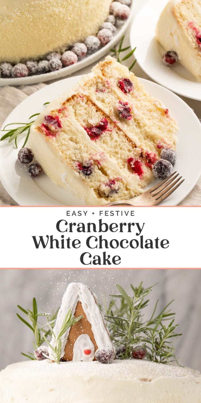 Pin graphic for cranberry cake