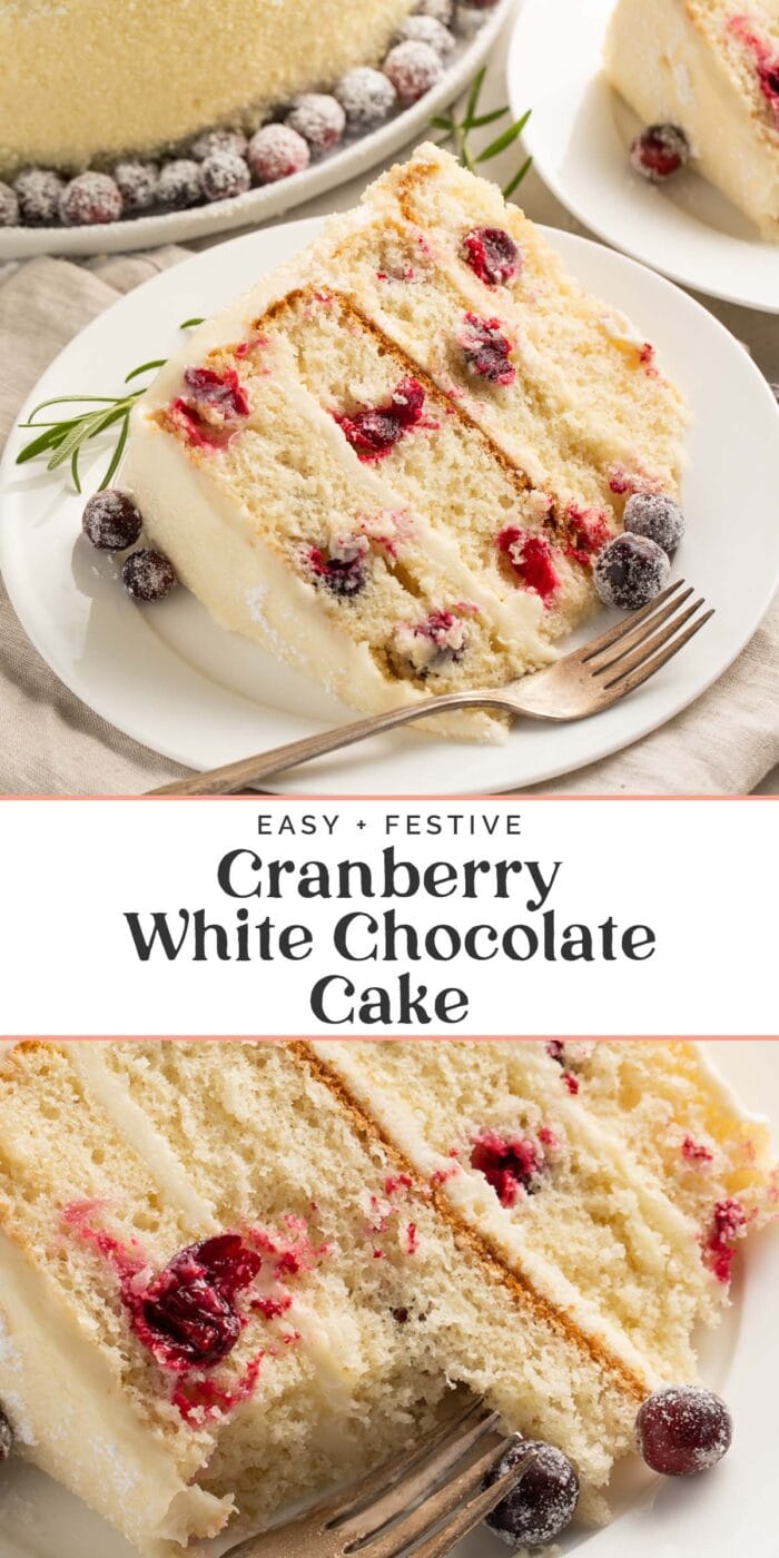 Pin graphic for cranberry cake