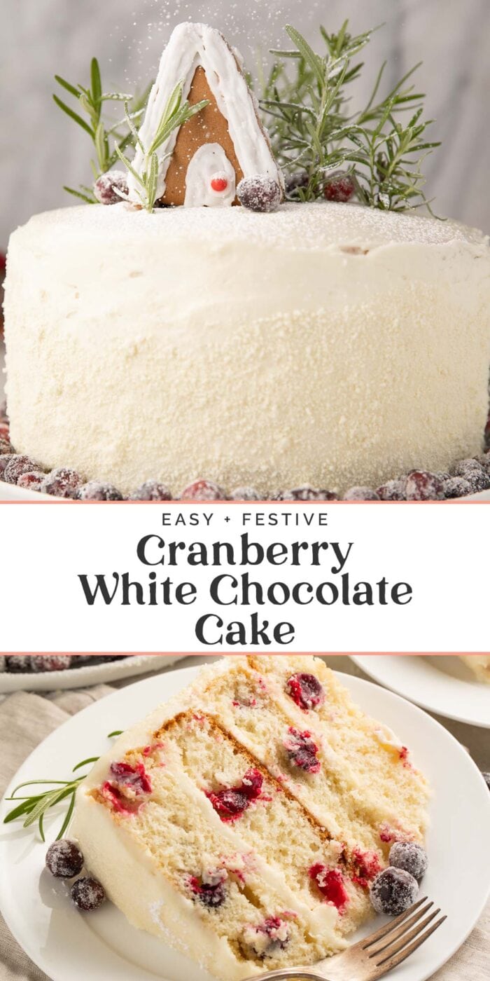 Pin graphic for cranberry cake