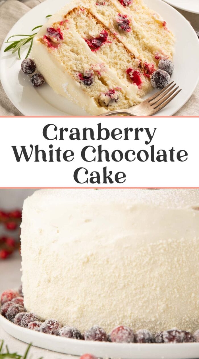 Pin graphic for cranberry cake