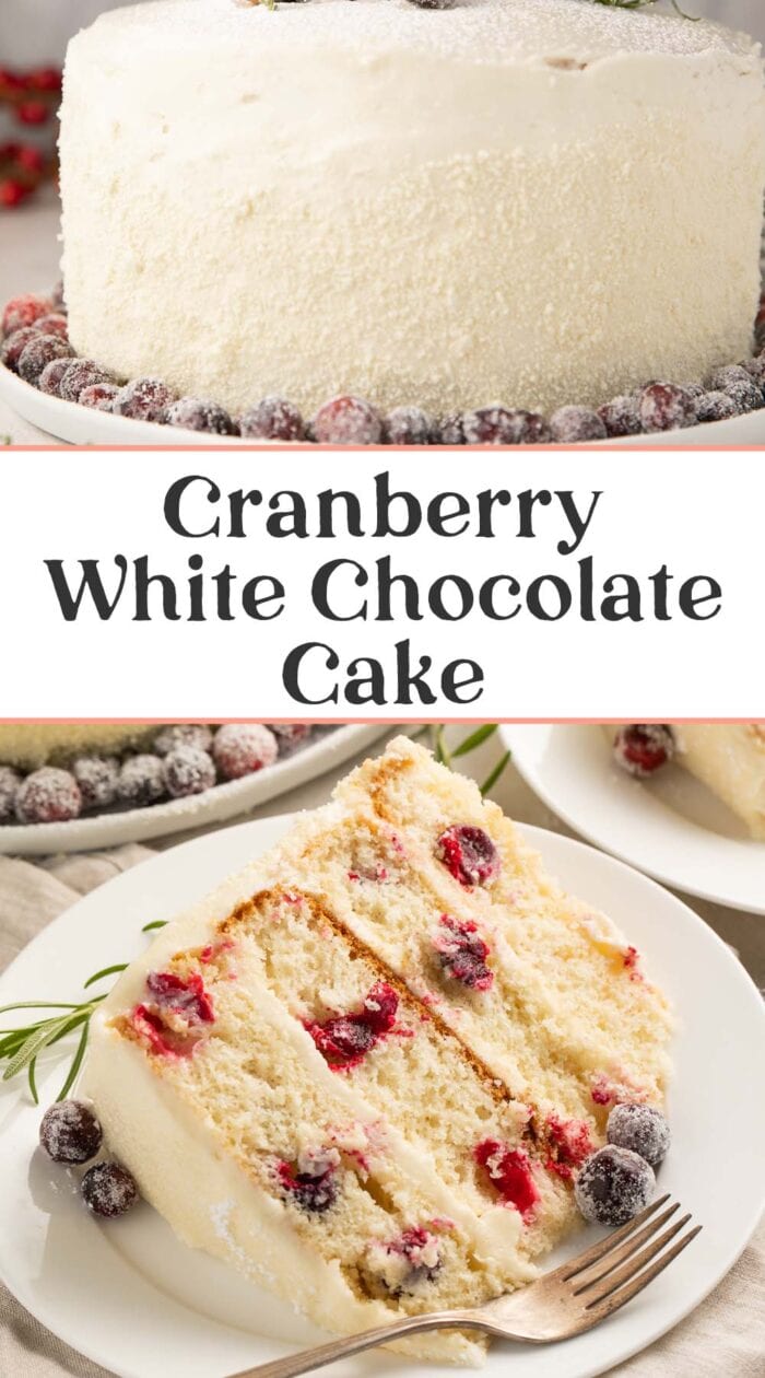 Pin graphic for cranberry cake