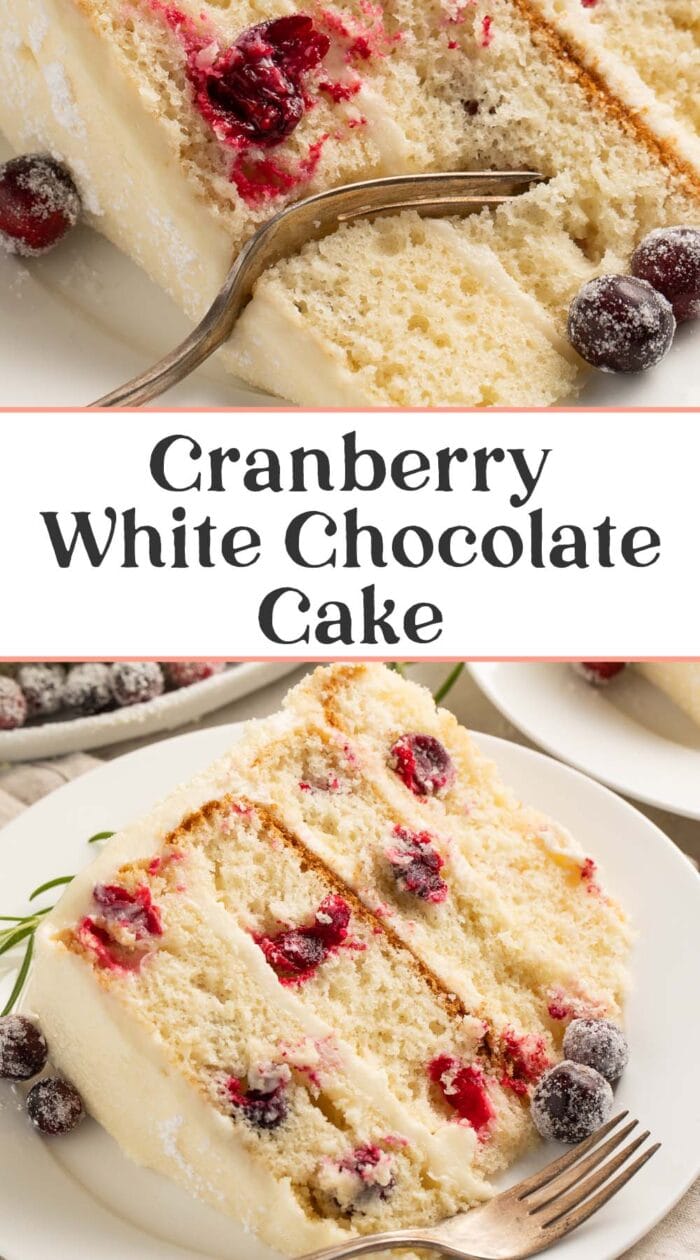 Pin graphic for cranberry cake