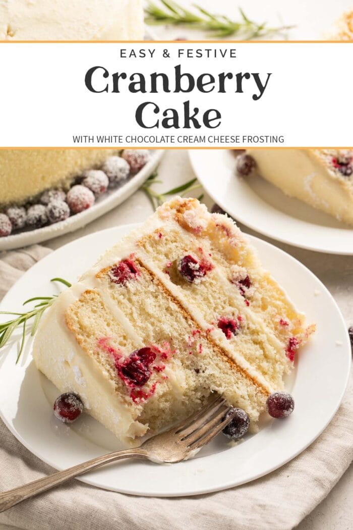 Pin graphic for cranberry cake