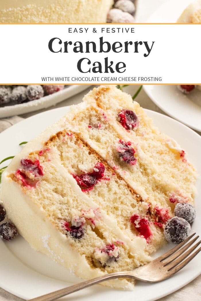 Pin graphic for cranberry cake